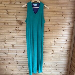 Say-lu Maxi Dress Sleeveless VTG 80s Teal w Purple Terry Women's Size Medium
